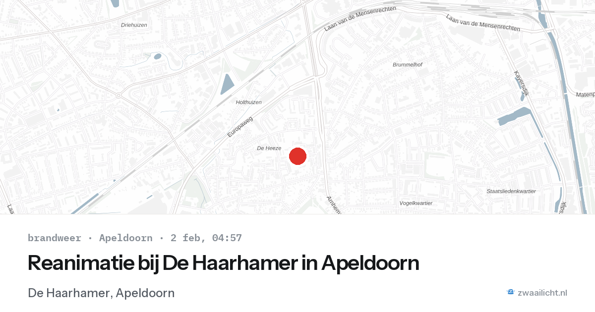Reanimatie bij De Haarhamer in Apeldoorn — 2 feb 2026