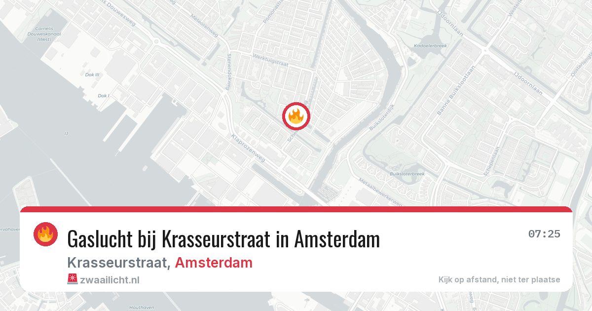 Gaslucht bij Krasseurstraat in Amsterdam — 9 aug 2026