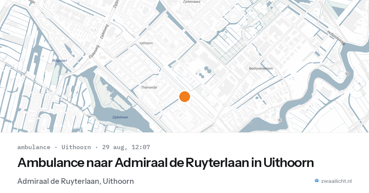 Ambulance naar Admiraal de Ruyterlaan in Uithoorn — 29 aug 2026