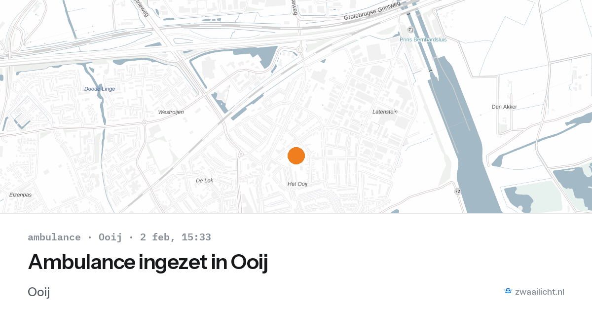 Ambulance ingezet in Ooij — 2 feb 2026