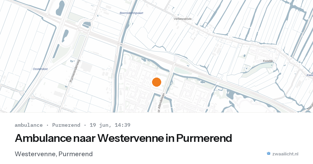 Ambulance naar Westervenne in Purmerend — 19 jun 2026
