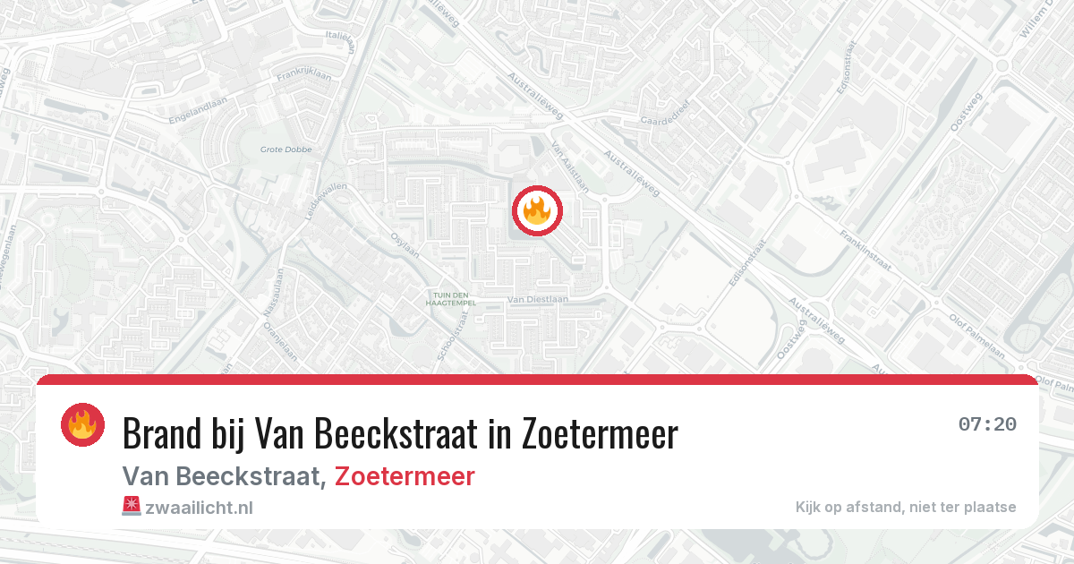 Brand bij Van Beeckstraat in Zoetermeer — 3 aug 2026