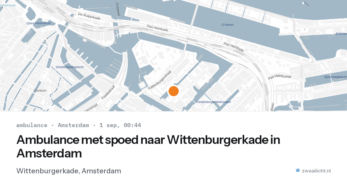 Ambulance met spoed naar Wittenburgerkade in Amsterdam — 31 aug 2026