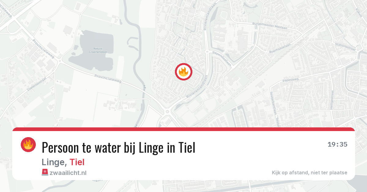 Persoon te water bij Linge in Tiel — 13 aug 2026
