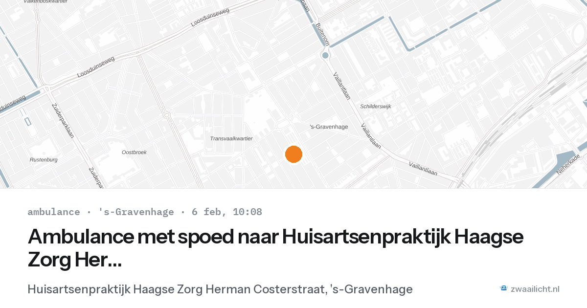 Ambulance met spoed naar Huisartsenpraktijk Haagse Zorg Herman Costerstraat in 's-Gravenhage — 6 feb 2026