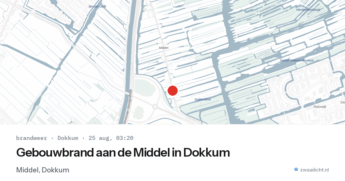 Gebouwbrand aan de Middel in Dokkum — 25 aug 2026