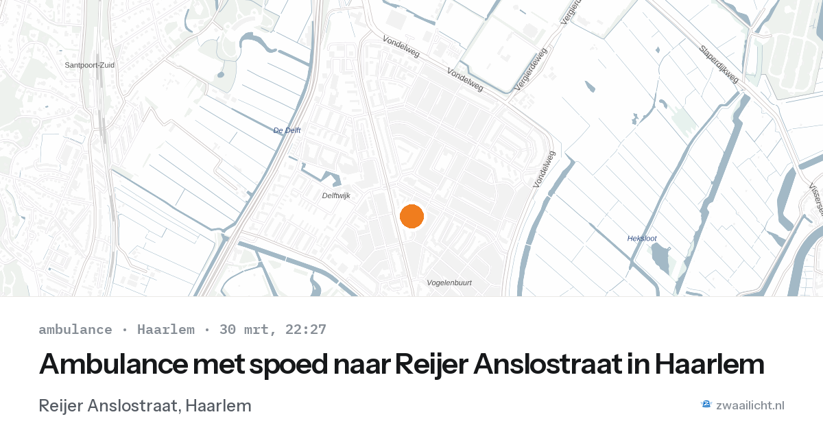 Ambulance met spoed naar Reijer Anslostraat in Haarlem — 30 mrt 2026
