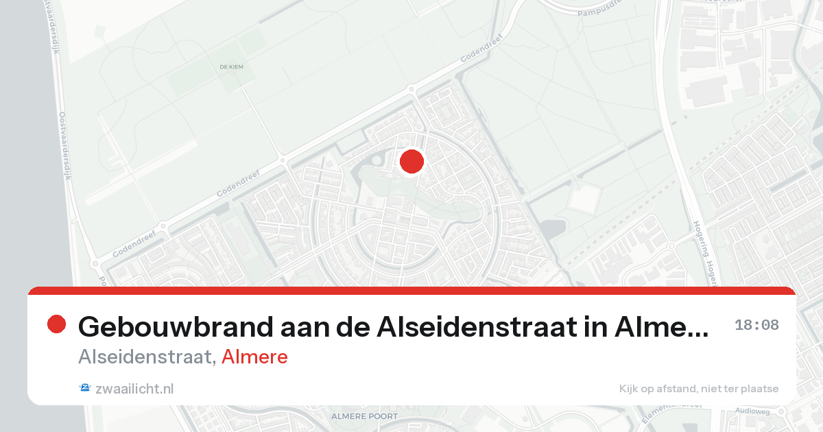 Gebouwbrand aan de Alseidenstraat in Almere — 23 aug 2026