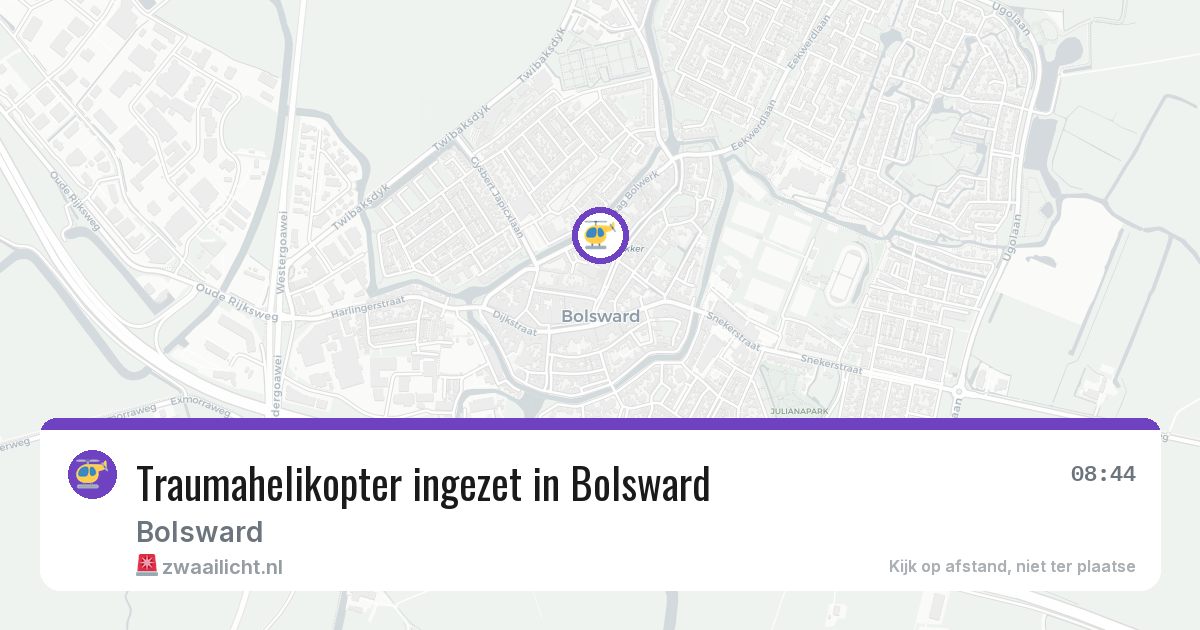 Traumahelikopter ingezet in Bolsward — 2 jul 2026 | 🚨 Zwaailicht.nl