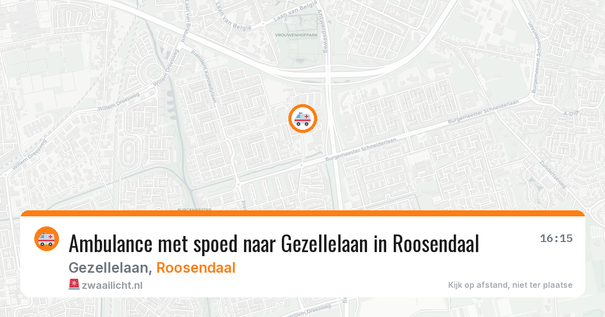 Ambulance met spoed naar Gezellelaan in Roosendaal — 20 apr 2026
