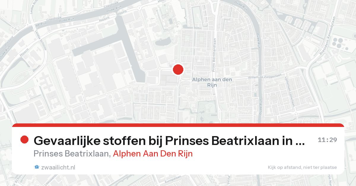 Gevaarlijke stoffen bij Prinses Beatrixlaan in Alphen Aan Den Rijn — 24 aug 2026