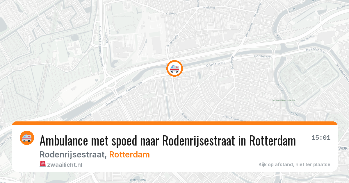 Ambulance met spoed naar Rodenrijsestraat in Rotterdam — 12 aug 2026