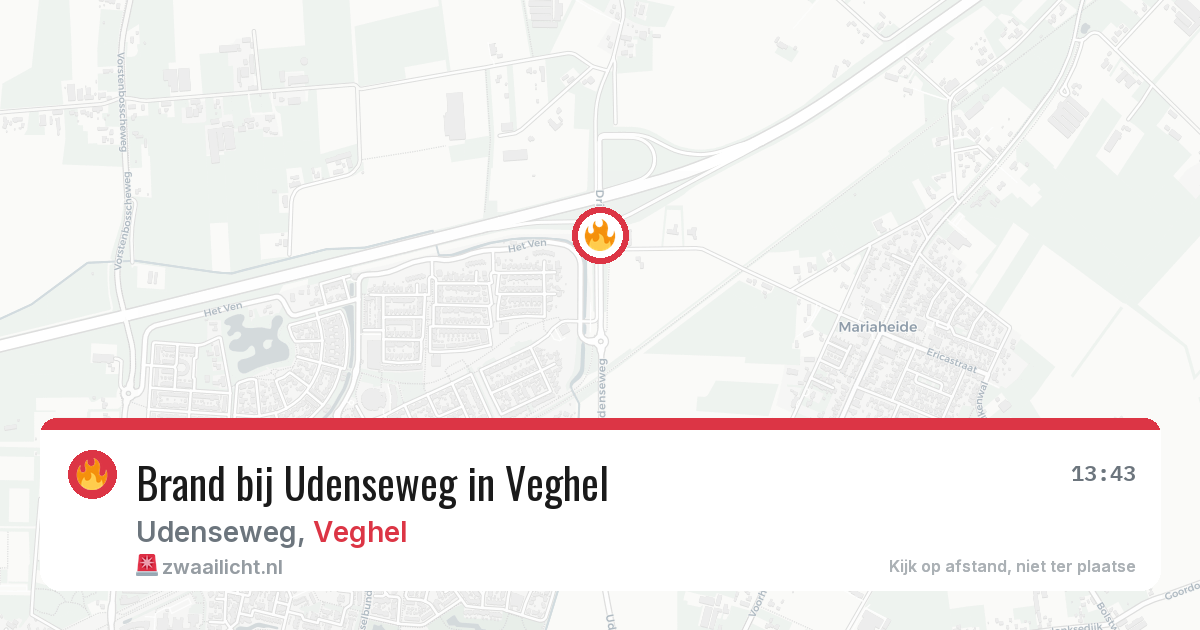 Brand bij Udenseweg in Veghel — 23 jan 2026