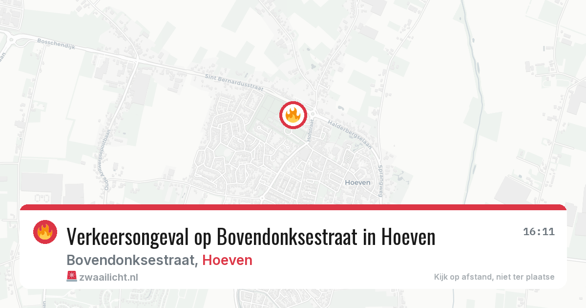 Verkeersongeval op Bovendonksestraat in Hoeven — 1 jun 2026