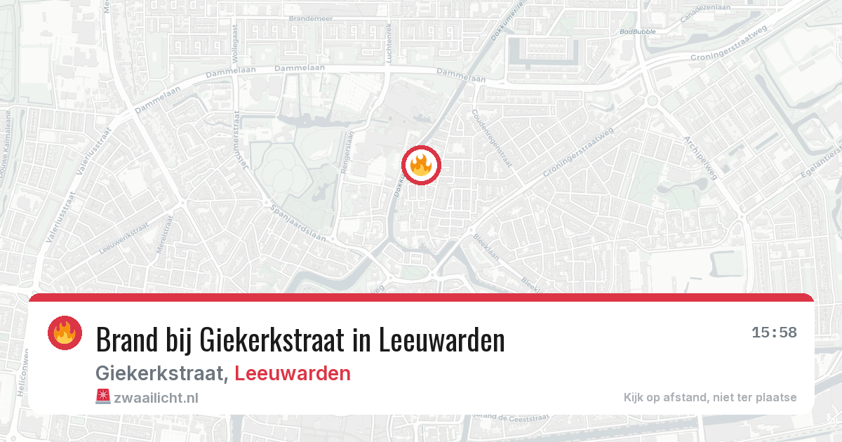 Brand bij Giekerkstraat in Leeuwarden — 7 jul 2026