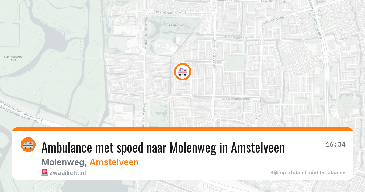 Ambulance met spoed naar Molenweg in Amstelveen — 20 mrt 2026