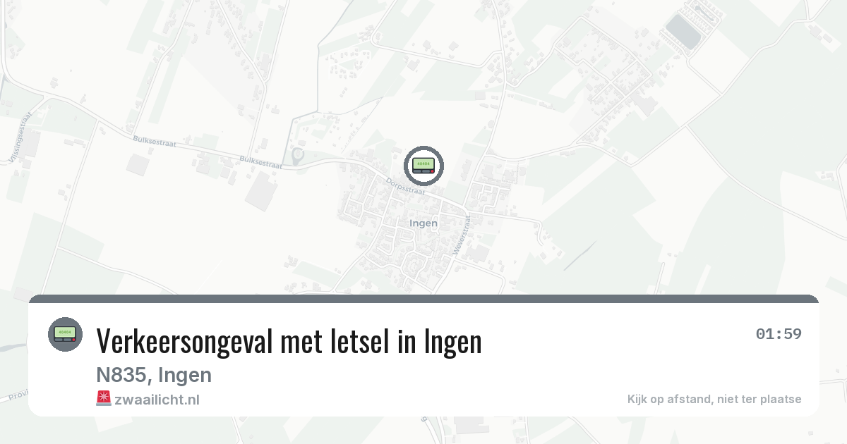 Verkeersongeval met letsel in Ingen — 27 mrt 2026