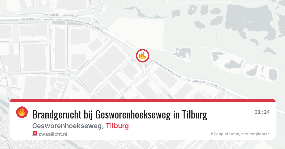Brandgerucht bij Gesworenhoekseweg in Tilburg — 23 jul 2026