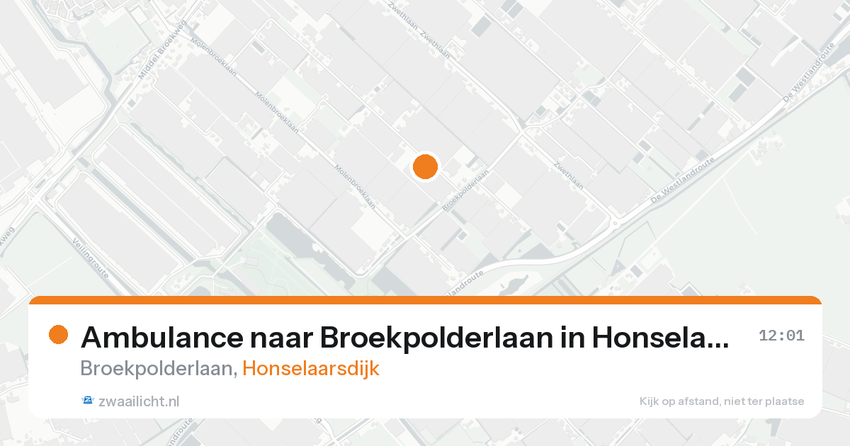 Ambulance naar Broekpolderlaan in Honselaarsdijk — 16 aug 2026