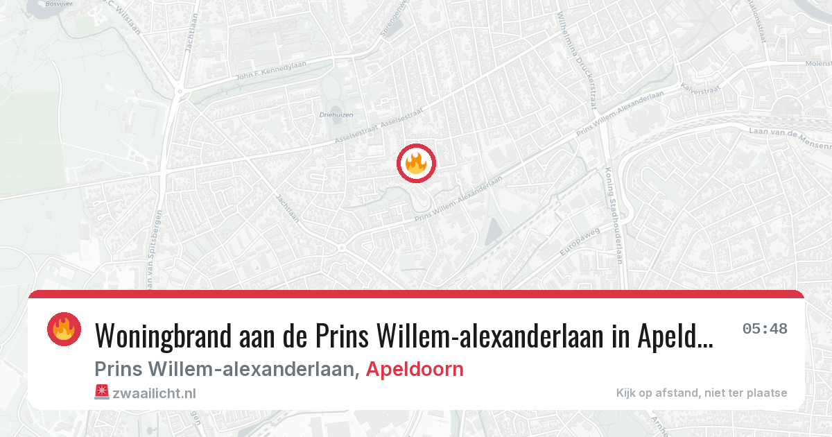 Woningbrand aan de Prins Willem-alexanderlaan in Apeldoorn — 10 jun 2026