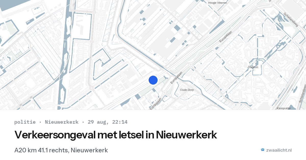 Verkeersongeval met letsel in Nieuwerkerk — 29 aug 2026
