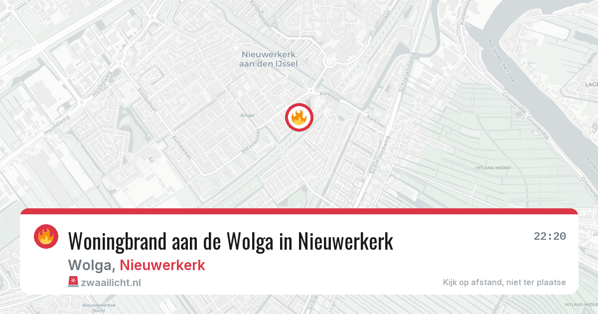 Woningbrand aan de Wolga in Nieuwerkerk — 19 jun 2026