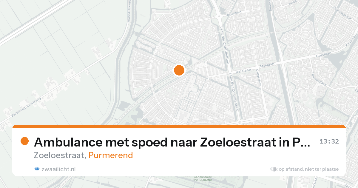 Ambulance met spoed naar Zoeloestraat in Purmerend — 24 aug 2026