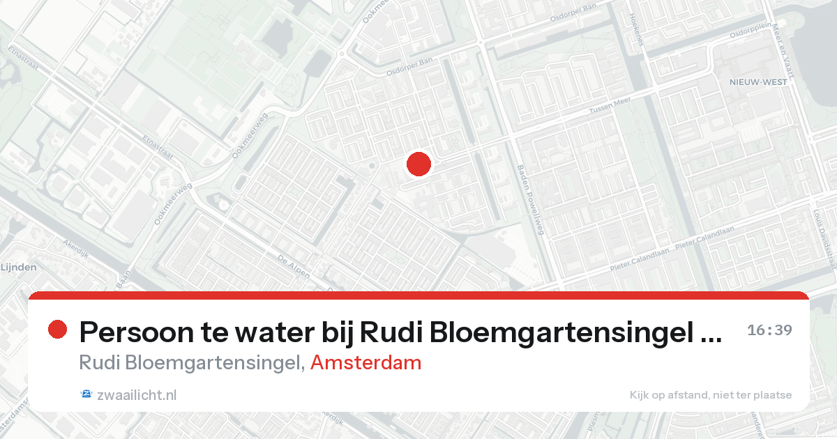 Persoon te water bij Rudi Bloemgartensingel in Amsterdam — 23 feb 2026