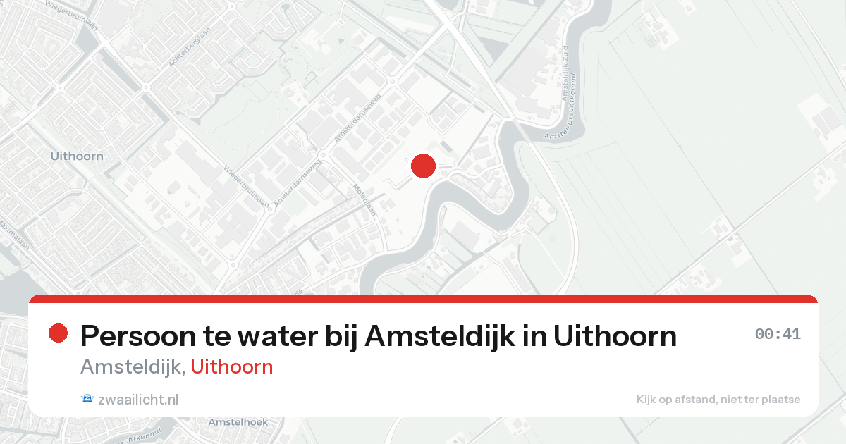 Persoon te water bij Amsteldijk in Uithoorn — 24 aug 2026