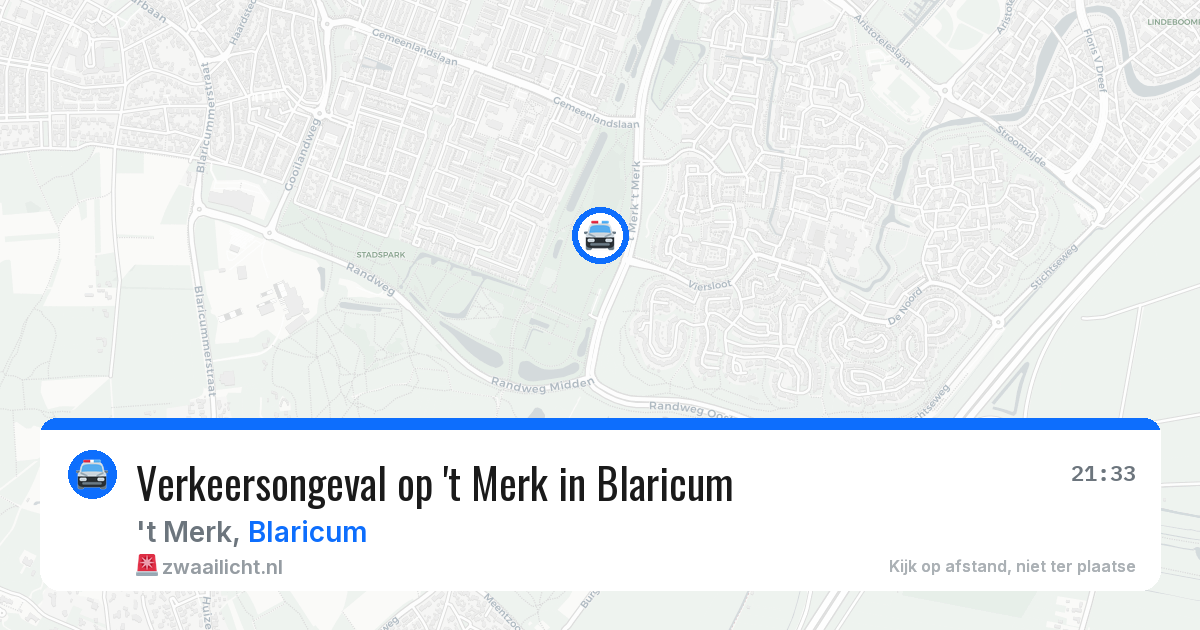Verkeersongeval op 't Merk in Blaricum — 13 aug 2026