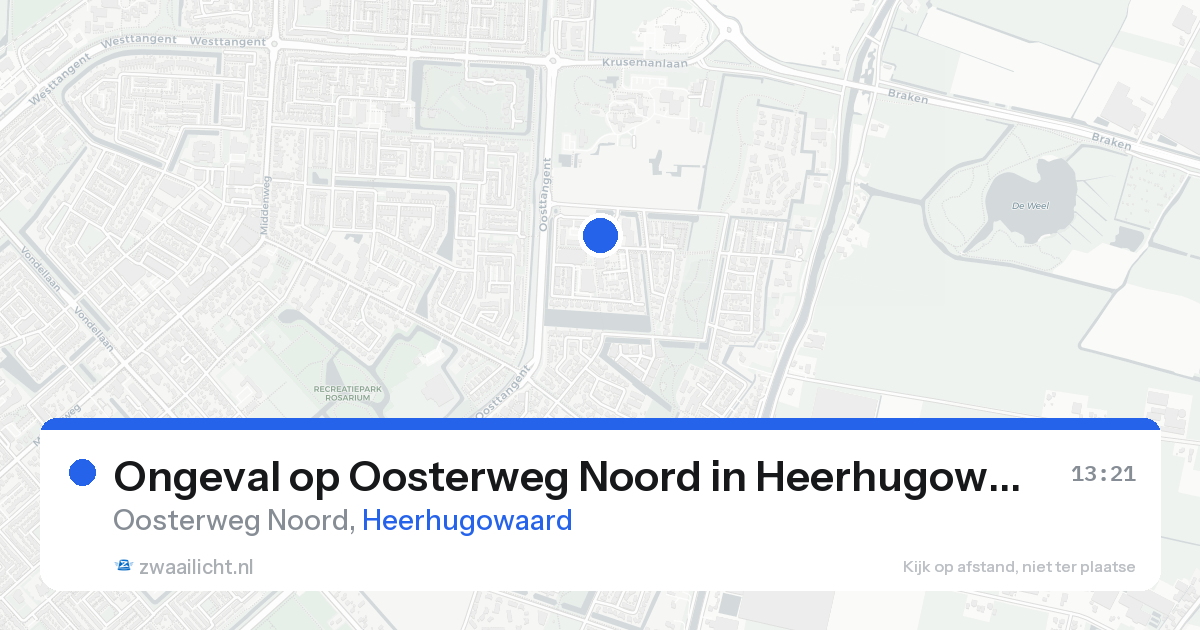 Ongeval op Oosterweg Noord in Heerhugowaard — 16 aug 2026