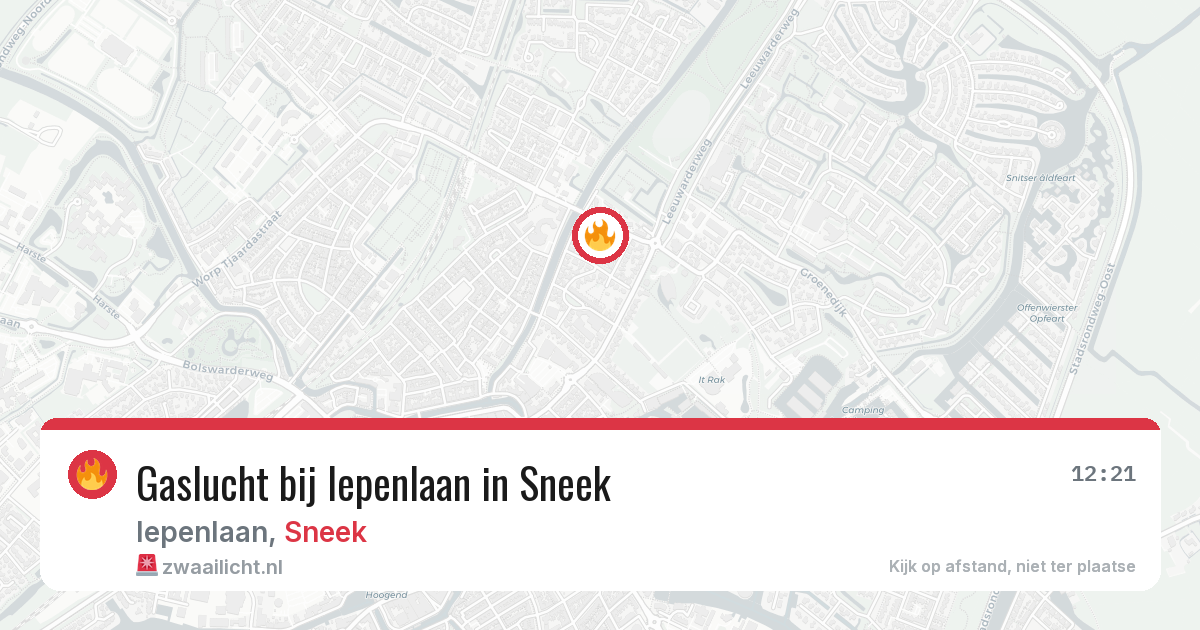 Gaslucht bij Iepenlaan in Sneek — 8 jul 2026