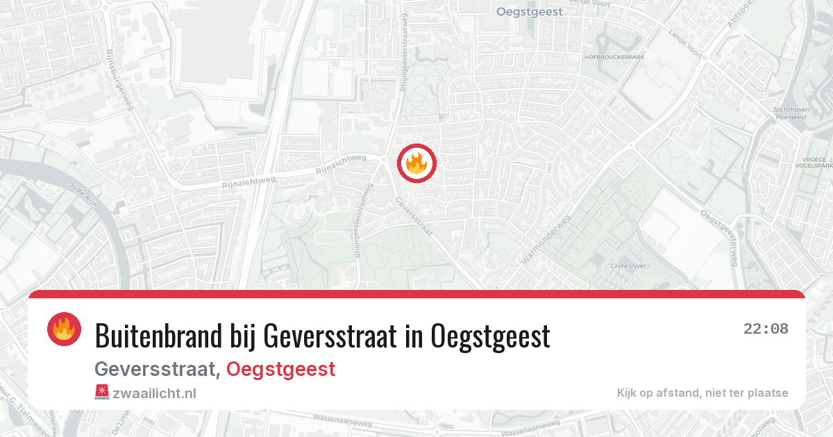 Buitenbrand bij Geversstraat in Oegstgeest — 13 aug 2026