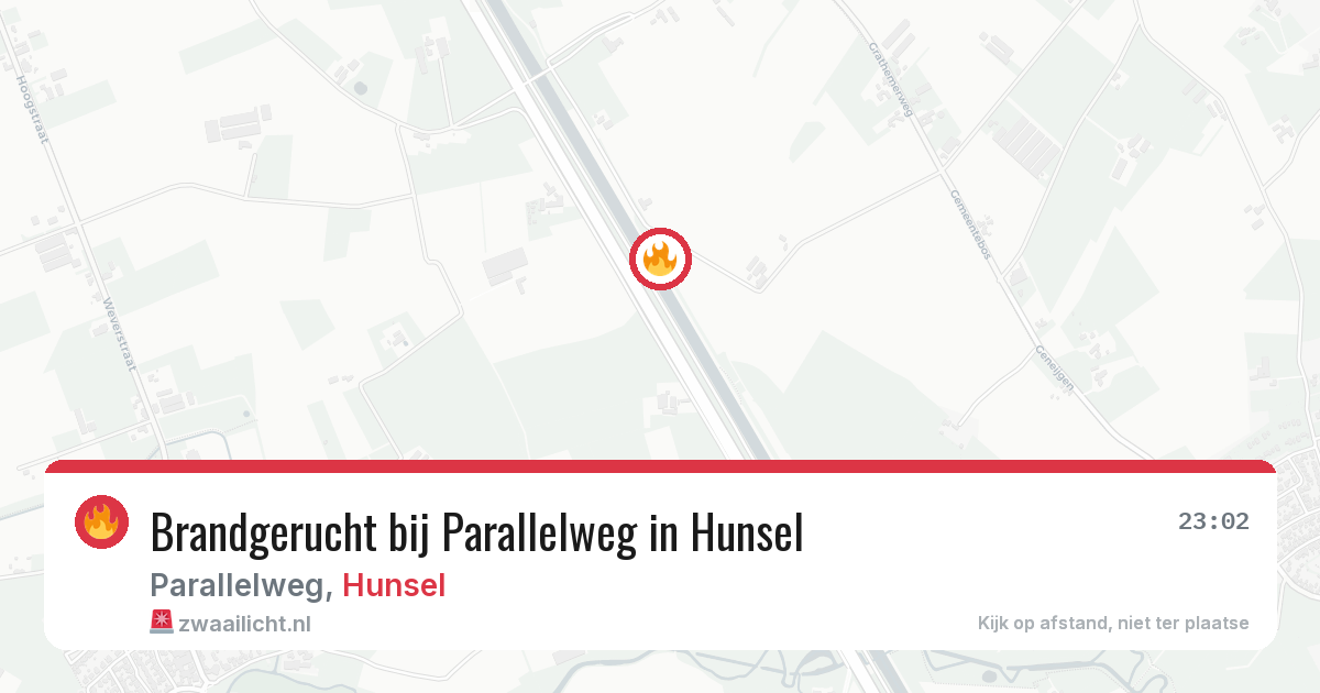 Brandgerucht bij Parallelweg in Hunsel — 10 apr 2026