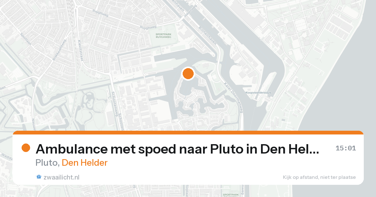 Ambulance met spoed naar Pluto in Den Helder — 25 aug 2026