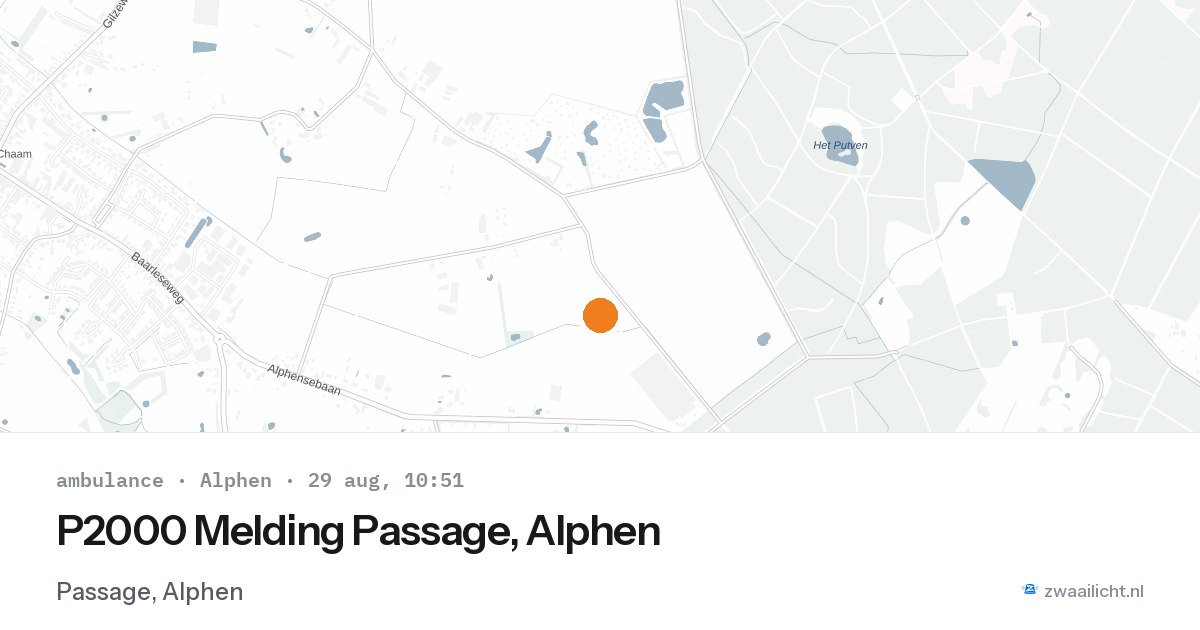 P2000 Melding Passage, Alphen — 29 aug 2026