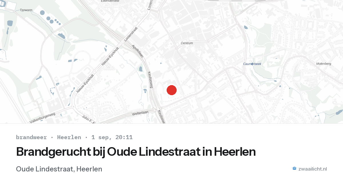 Brandgerucht bij Oude Lindestraat in Heerlen — 1 sep 2026