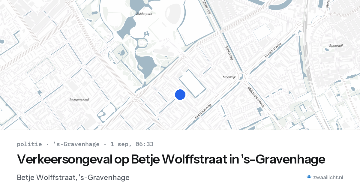 Verkeersongeval op Betje Wolffstraat in 's-Gravenhage — 1 sep 2026