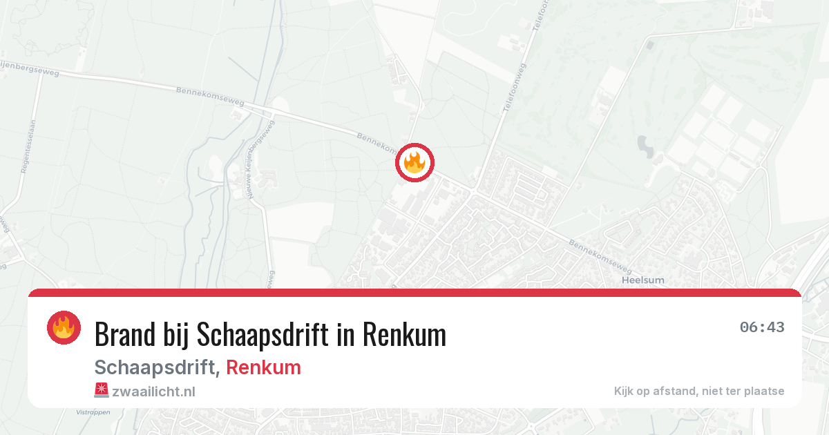 Brand bij Schaapsdrift in Renkum — 11 jun 2026