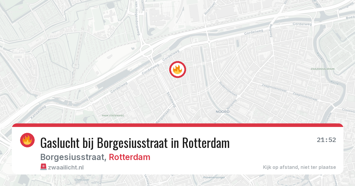 Gaslucht bij Borgesiusstraat in Rotterdam — 9 jun 2026