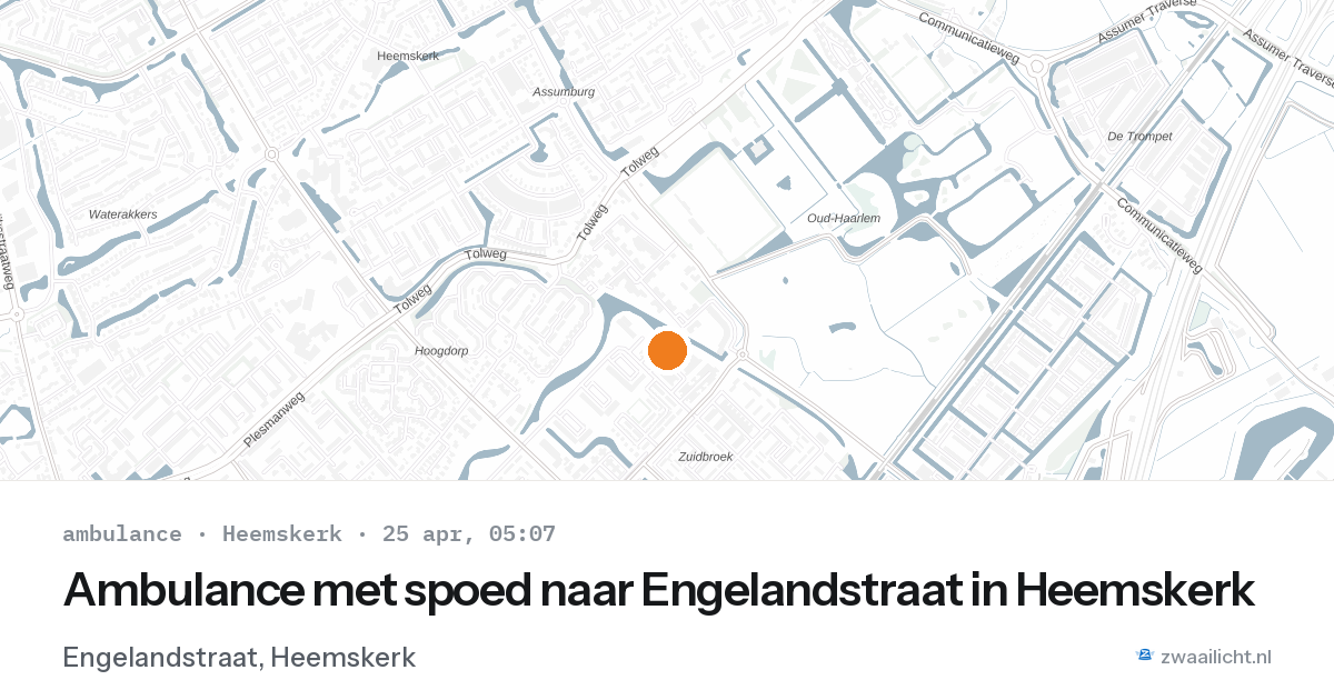 Ambulance met spoed naar Engelandstraat in Heemskerk — 25 apr 2026