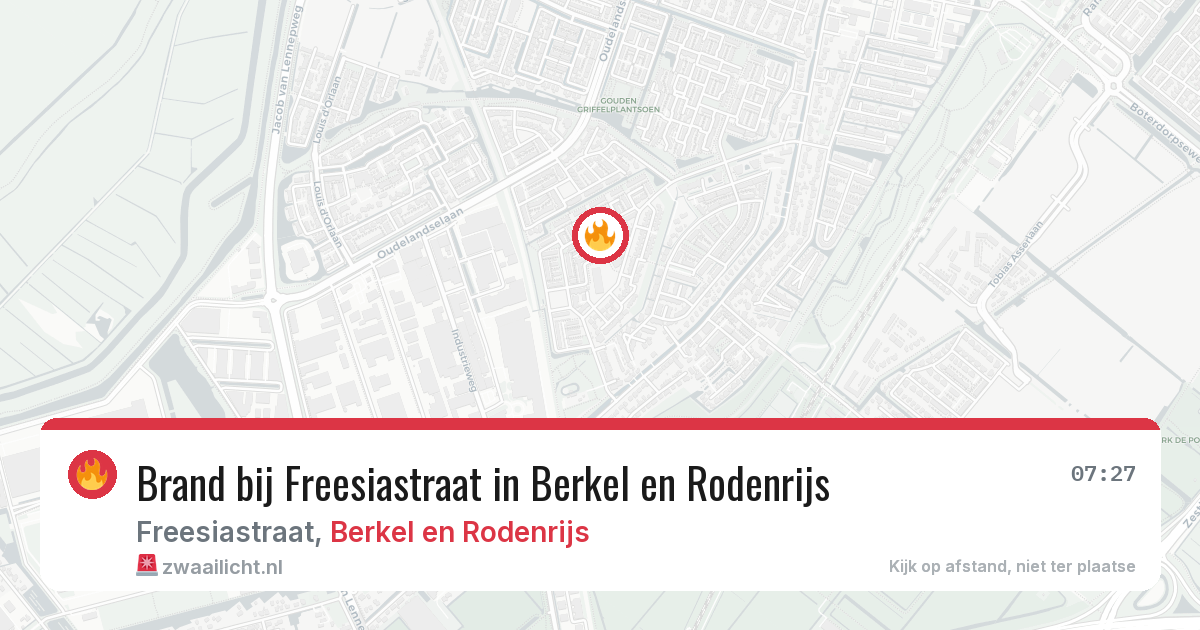 Brand bij Freesiastraat in Berkel en Rodenrijs — 23 mei 2026
