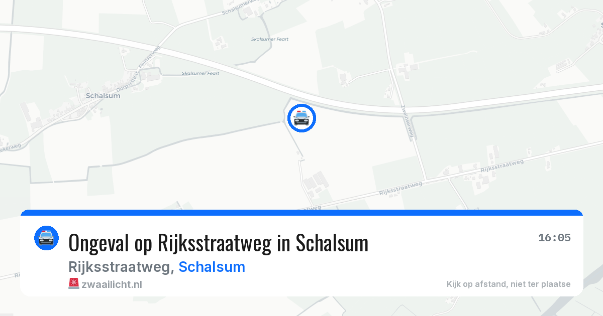 Ongeval op Rijksstraatweg in Schalsum — 16 jul 2026