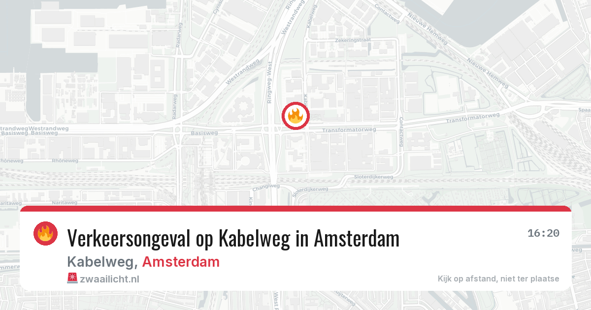 Verkeersongeval op Kabelweg in Amsterdam — 22 jun 2026