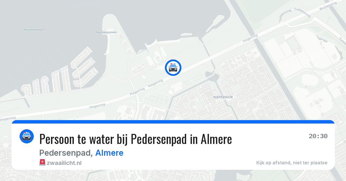 Persoon te water bij Pedersenpad in Almere — 21 jan 2026