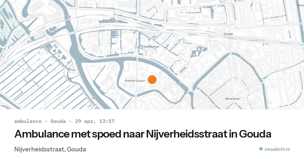 Ambulance met spoed naar Nijverheidsstraat in Gouda — 29 apr 2026