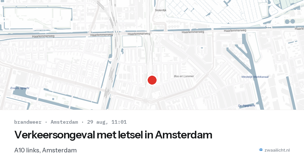 Verkeersongeval met letsel in Amsterdam — 29 aug 2026