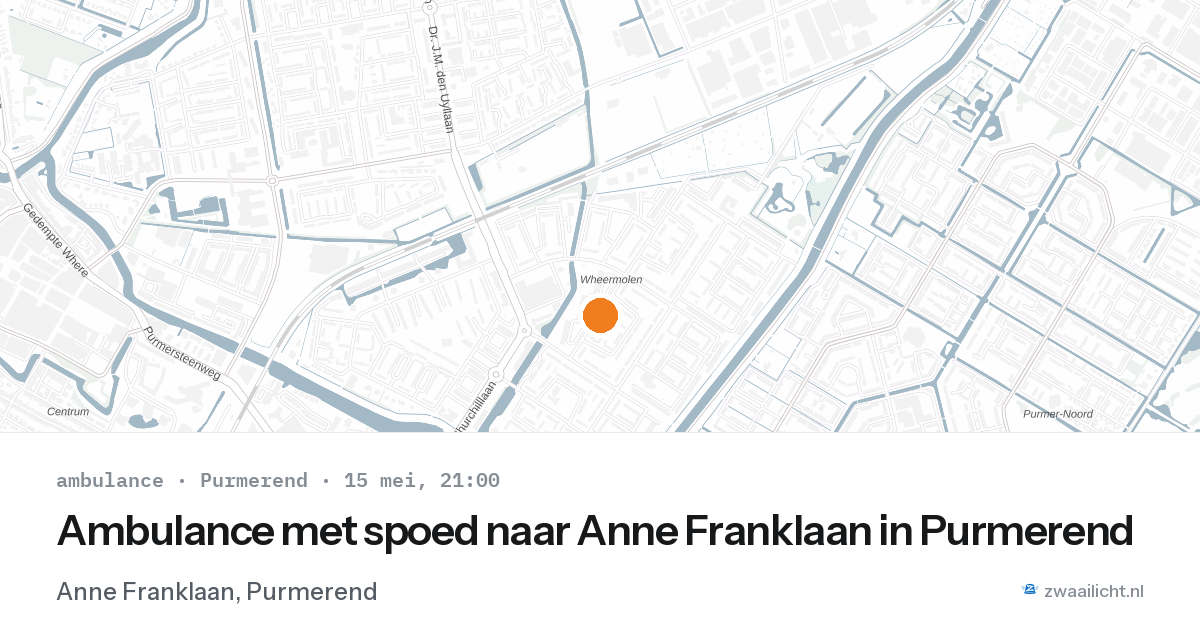 Ambulance met spoed naar Anne Franklaan in Purmerend — 15 mei 2026