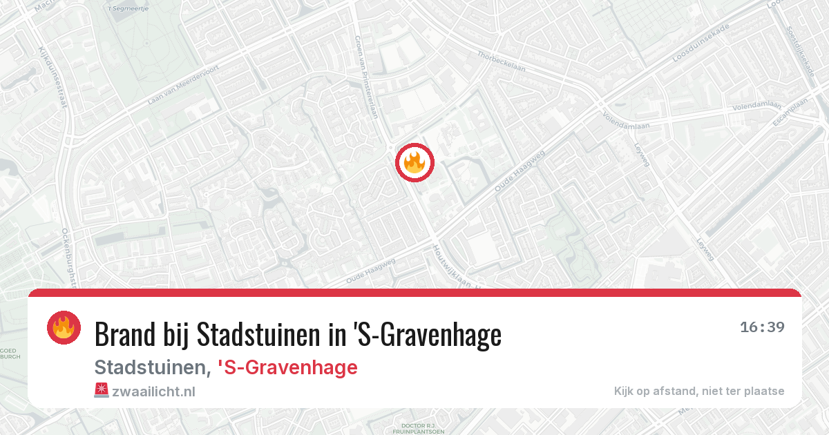 Brand bij Stadstuinen in 'S-Gravenhage — 15 jul 2026