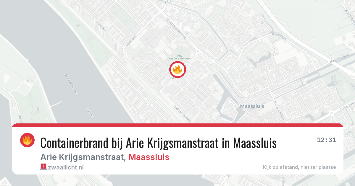 Containerbrand bij Arie Krijgsmanstraat in Maassluis — 14 jun 2026